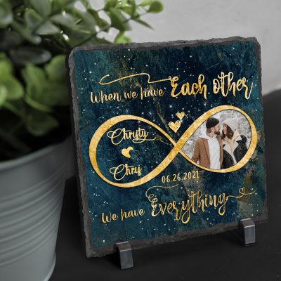 Personalized Couple Infinite Photo Rock Slate, Wedding Anniversary Stone, Best Anniversary Gifts For Her