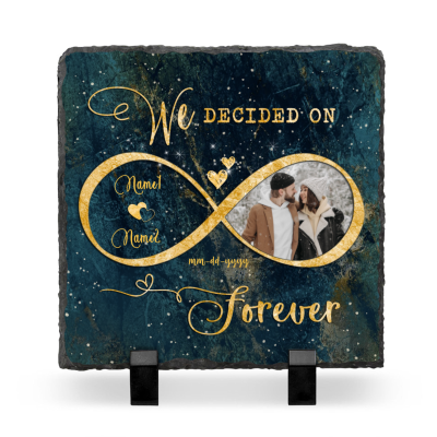 We Decided On Forever Anniversary Slate, Personalized Couples Photo Stone, Wedding Anniversary Gifts for Him