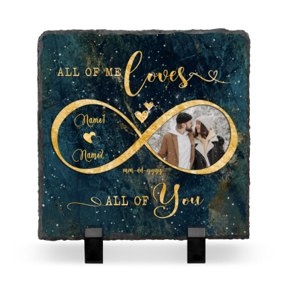 All Of Me Loves All Of You Personalized Couple Photo Slate, Personalized Anniversary Gift, Wedding Anniversary Stone