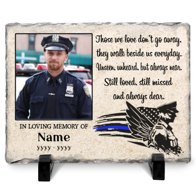 Personalized Policeman Memorial Stone, Police Officer Memorial Photo Slate, In Loving Memory Gifts of Police Gifts, Police Remembrance Gift