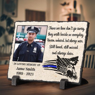 Personalized Policeman Memorial Stone, Police Officer Memorial Photo Slate, In Loving Memory of Police Gifts, Police Remembrance Gift