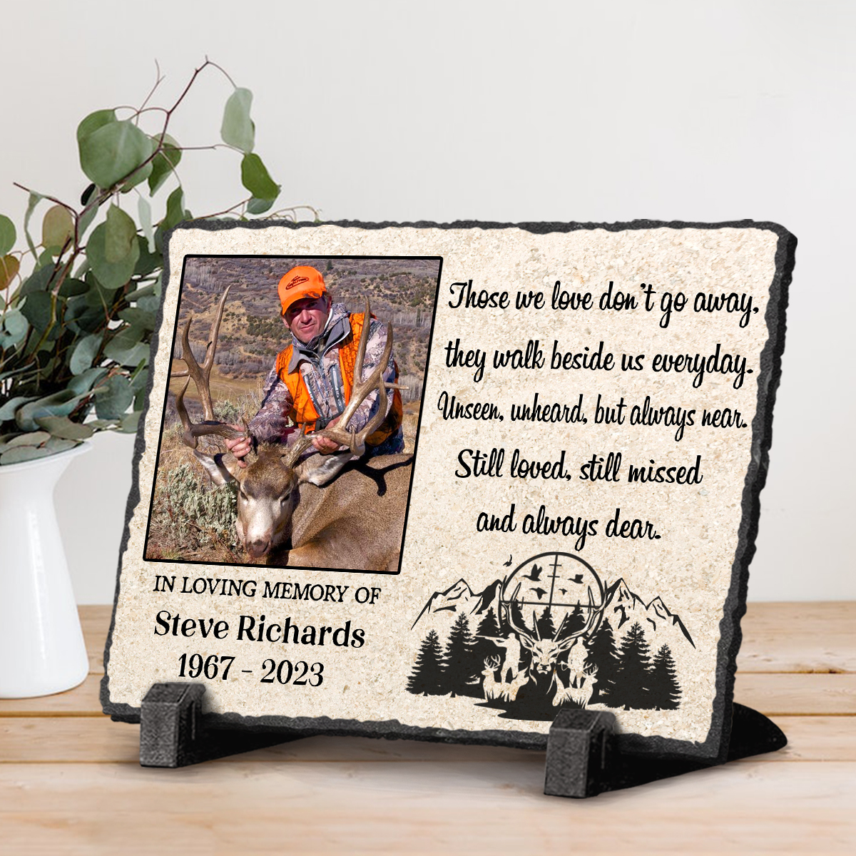 Personalized Hunting Memorial Photo Rock Slate, Hunter Remembrance Gifts, In Loving Memory Of Hunter Gifts