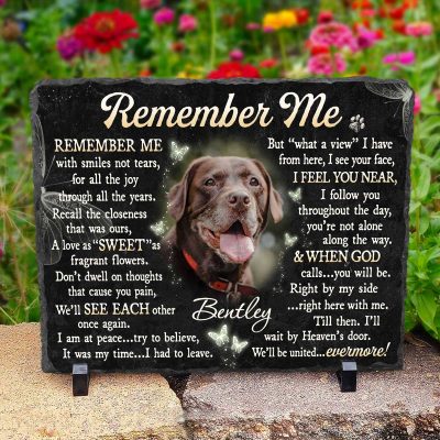 Remember Me - Personalized Pet Memorial Rectangle Photo Slate - Dog Loss Gifts