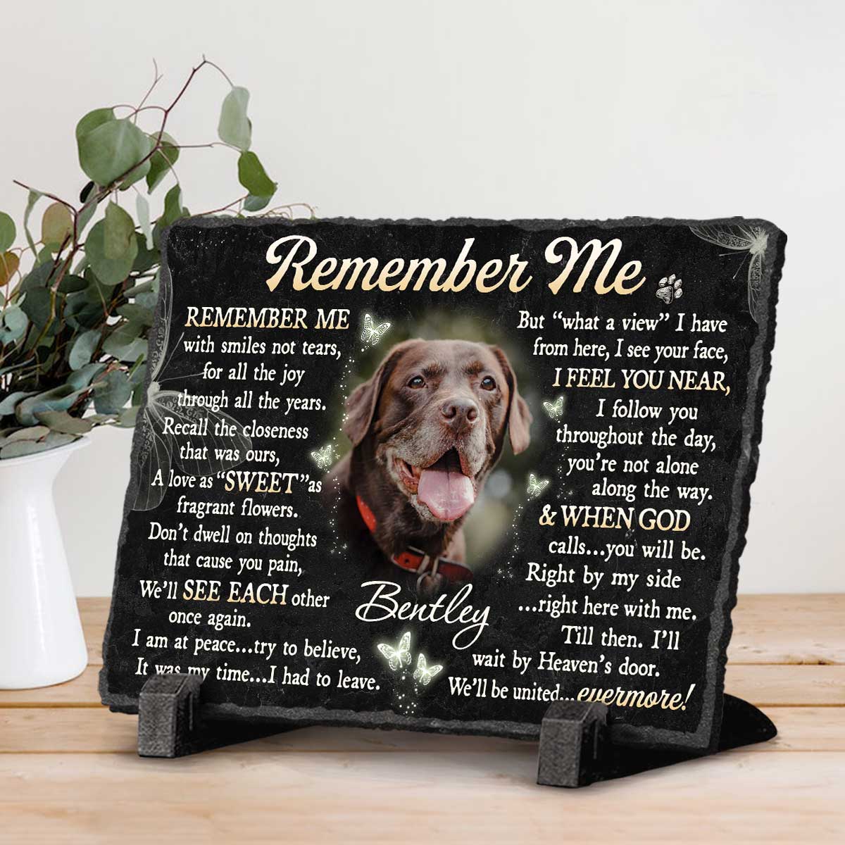 Remember Me - Personalized Pet Memorial Rectangle Photo Slate - Dog Loss Gifts