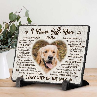 I Never Left You - Personalized Dog Sympathy Rectangle Photo Slate - Pet Memorial Gifts