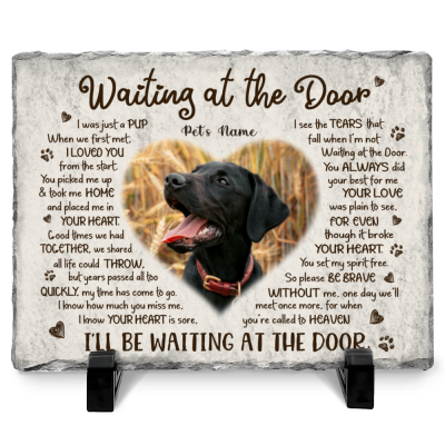 Waiting At The Door - Personalized Dog Rectangle Photo Slate - Dog Loss Gifts