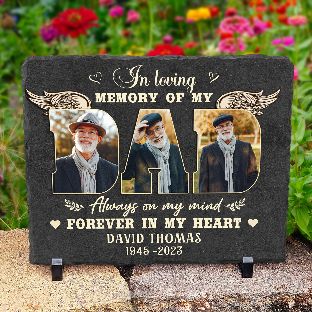 In Loving Memory Of Dad - Personalized 3 Pictures Dad Memorial Rectangle Slate - Fathers Day Gifts for Loss Of Father 1 In Loving Memory Of Dad - Personalized 3 Pictures Dad Memorial Rectangle Slate - Gifts for Loss Of Father