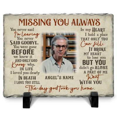 Missing You Always - Personalized Memorial Rectangle Photo Slate - Sympathy Gifts for Loss
