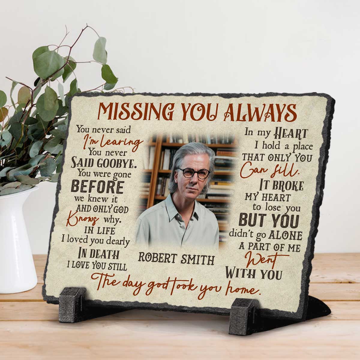 Missing You Always - Personalized Memorial Rectangle Photo Slate - Sympathy Gifts for Loss 1 Missing You Always - Personalized Memorial Rectangle Photo Slate - Sympathy Gifts for Loss