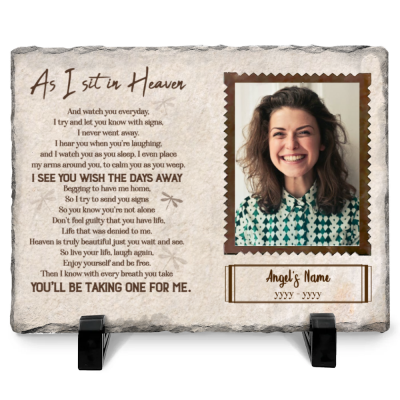 As I Sit In Heaven - Personalized Rectangle Rock Photo Slate - Memorial Gifts For Loss Of Loved One