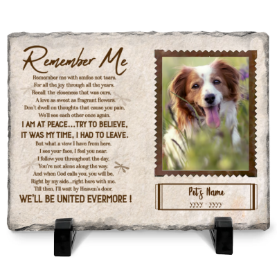 Pet Loss Poem - Personalized Dog Cat Rectangle Rock Photo Slate - Pet Memorial Gifts