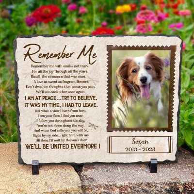 Pet Loss Poem - Personalized Dog Cat Rectangle Rock Photo Slate - Pet Memorial Gifts