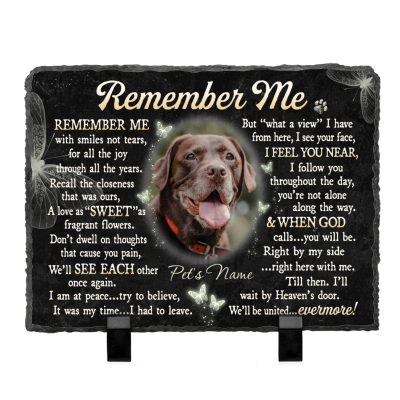 Remember Me - Personalized Pet Memorial Rectangle Photo Slate - Cemetery Decorations for Grave - Dog Loss Gifts