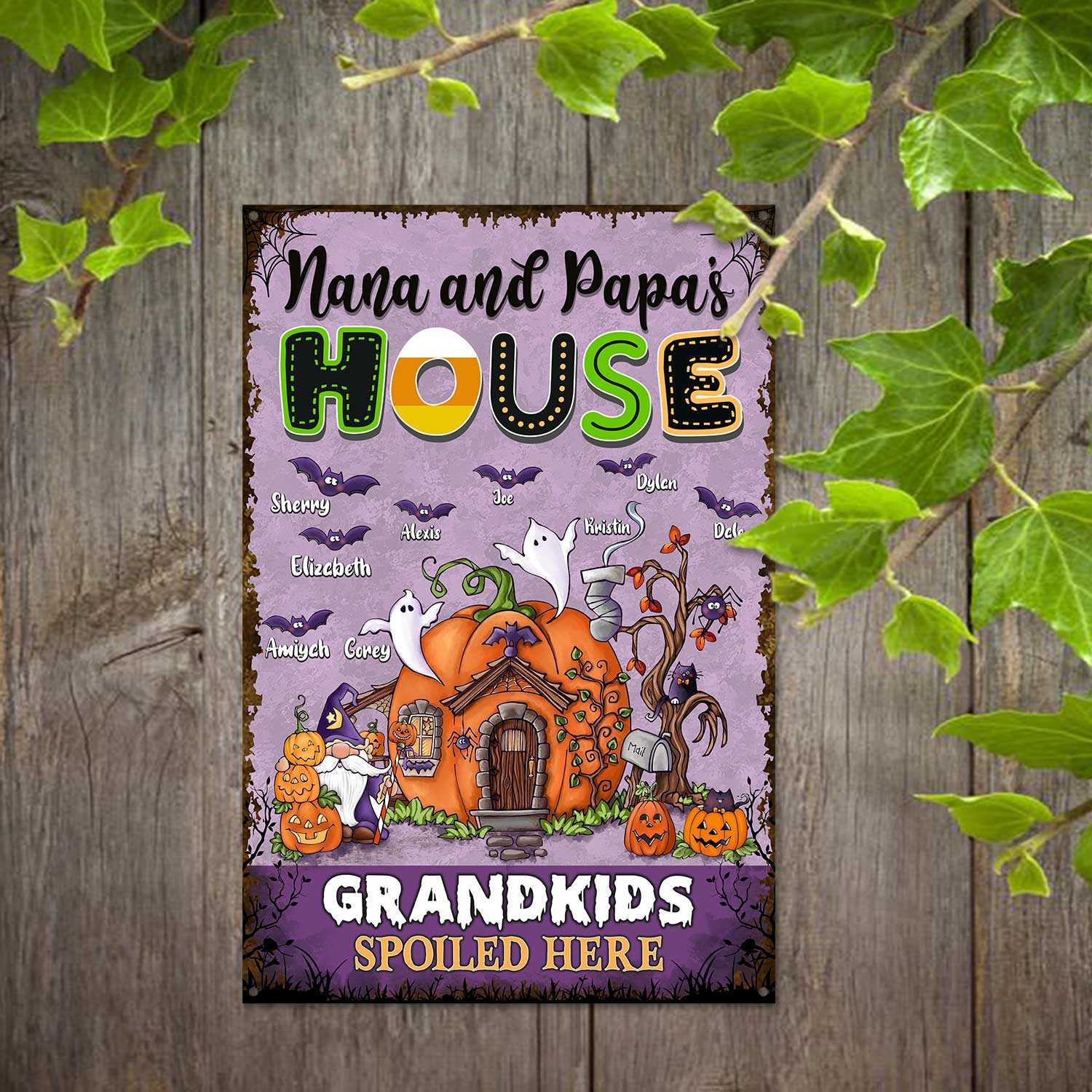 Halloween Nana and Papa House - Grandparents House Personalized Metal Sign - Gifts for Grandparents With Grandkids Name 1 Halloween Nana and Papa House - Grandparents House Personalized Metal Sign - Gifts for Grandparents With Grandkids Name