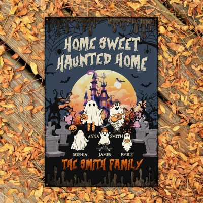 Home Sweet Haunted Home - Family Personalized Metal Sign - Halloween Gifts for Family