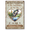 An Old Fisherman and His Catch Lives Here - Personalized Fishing Couple Metal Sign - Fishing Gifts for Him