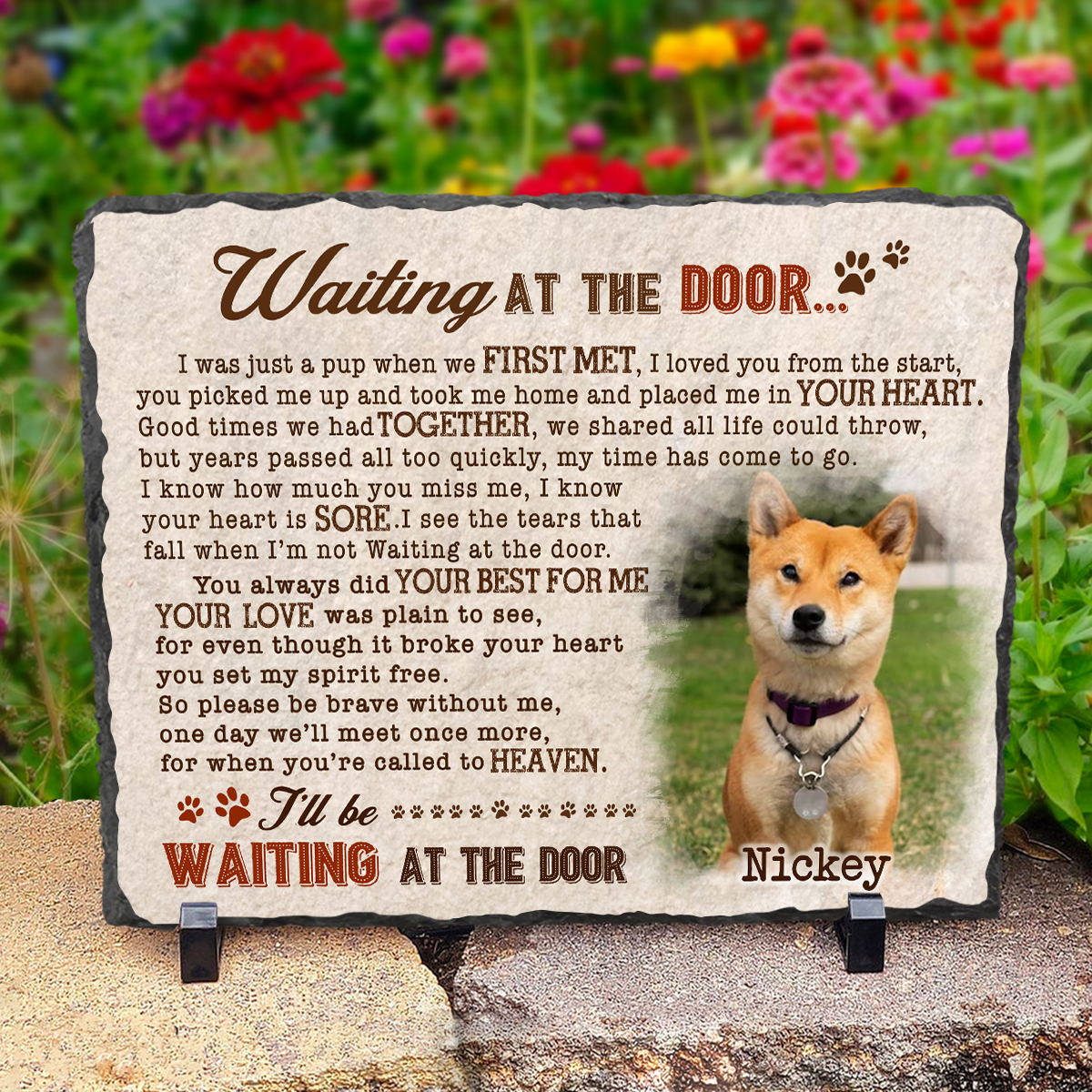 Waiting At The Door Poem - Personalized Dog Memorial Photo Slate - Dog Loss Plaque 1 Waiting At The Door Poem - Personalized Dog Memorial Photo Slate - Dog Loss Plaque