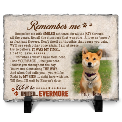 Remember Me - Personalized Pet Loss Stone - Custom Dog Photo Slate - Dog Memorial Gifts