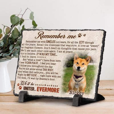 Remember Me - Personalized Pet Loss Stone - Custom Dog Photo Slate - Dog Memorial Gifts