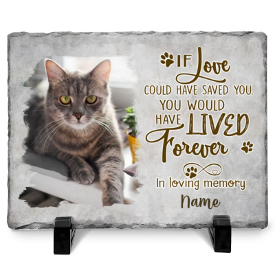 BEST SELLERS 41 If Love Could Have Saved You - Cat Memorial Stone Personalized - Rectangle Rock Slate - In Loving Memory Cat Loss Gifts