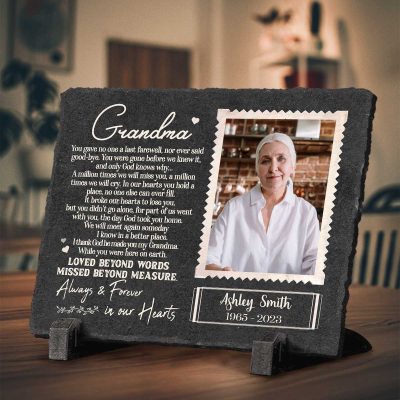 grandma you gave no one last farewell - personalized memorial garden stone for grandma - rectangle slate - gifts for loss of grandmother