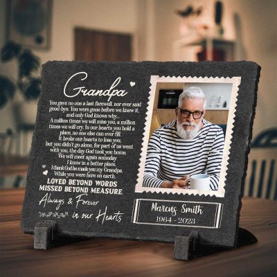 grandpa you gave no one last farewell - personalized memorial garden stone for grandpa - rectangle slate - gifts for loss of grandfather