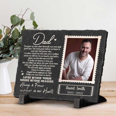 dad you gave no one last farewell - personalized memorial garden stone for dad - rectangle slate - gifts for loss of father