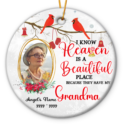 heaven is beautiful place personalized grandma memorial photo ornament - sympathy gifts for loss of grandmother