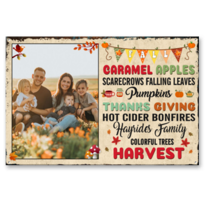 Fall Family Personalized Metal Sign - Fall Season Decoration - Autumn Gift