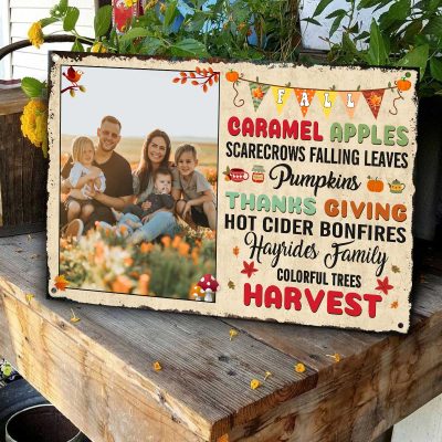 Fall Family Personalized Metal Sign - Fall Season Decoration - Autumn Gift