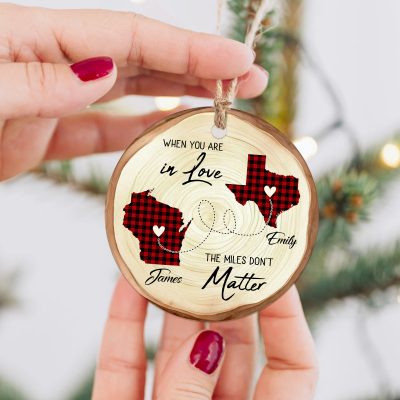 personalized two state map couple long distance ornament when you are in love the miles don't matter ceramic ornament
