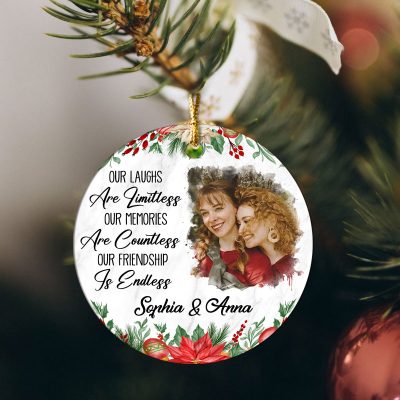 personalized friend photo christmas photo ceramic ornament - our friendship is endless ceramic ornament