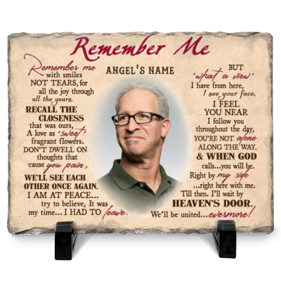 Remember Me - Personalized Memorial Photo Rock Slate Rectangle - Remembrance Gifts For Loss