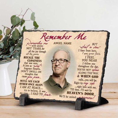 Remember Me - Personalized Memorial Photo Rock Slate Rectangle - Remembrance Gifts For Loss