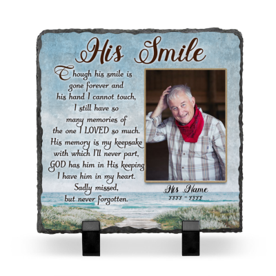 His Smile - Personalized Memorial Garden Stones For Him -  Gifts for Loss Of Father, Loss Of Husband