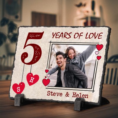 5 Years Of Love - Personalized 5th Anniversary Photo Slate Stone - 5 Year Anniversary Gifts for Him