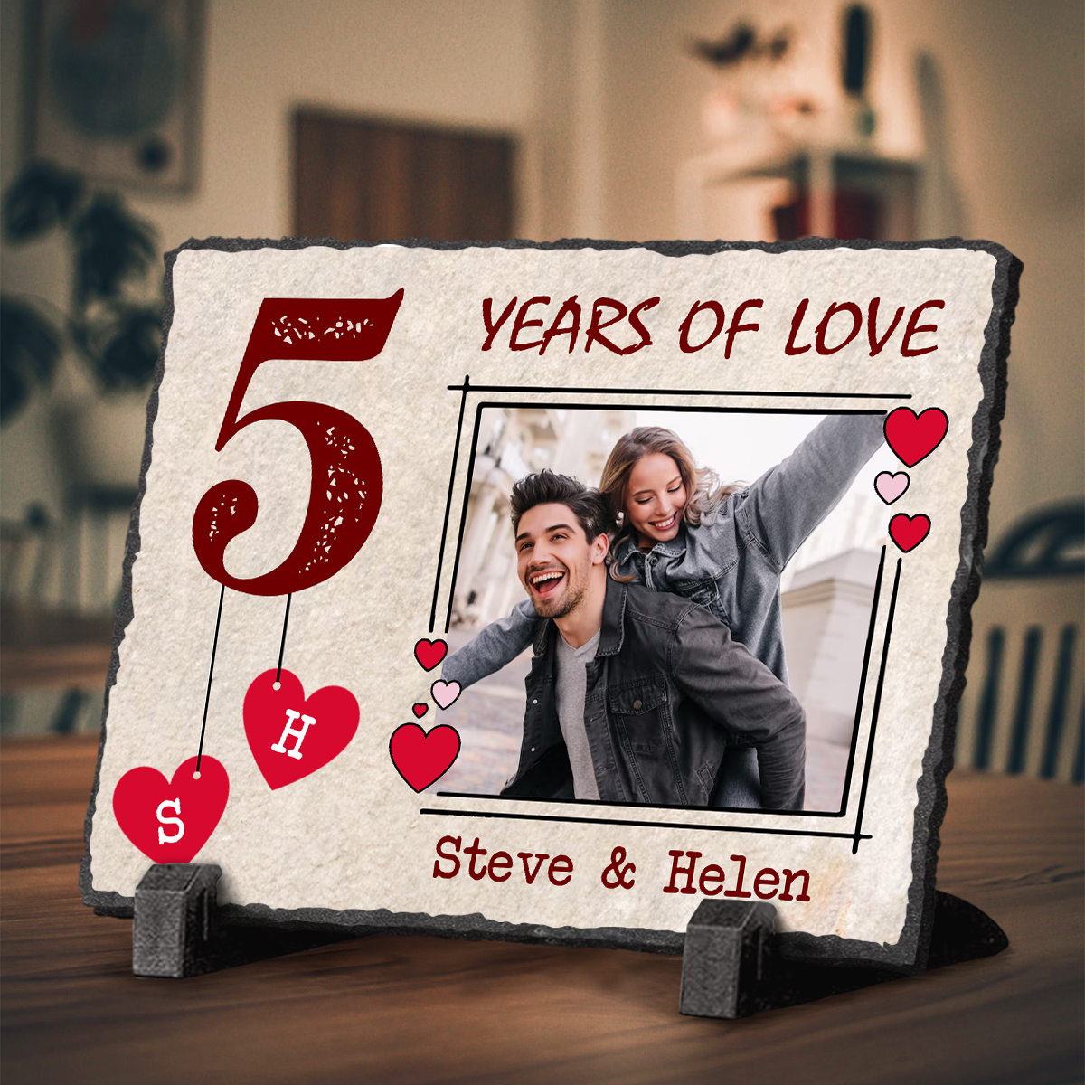 5 Years Of Love - Personalized 5th Anniversary Photo Slate Stone - 5 Year Anniversary Gifts for Him 1 5 Years Of Love - Personalized 5th Anniversary Photo Slate Stone - 5 Year Anniversary Gifts for Him