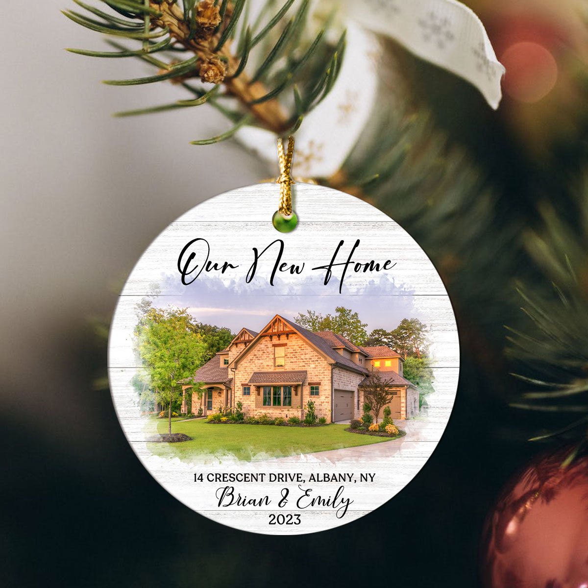 Our New Home - Personalized New Home Christmas Ceramic Ornament - New Home Owner Gifts
