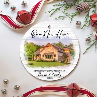 Our New Home - Personalized New Home Christmas Ceramic Ornament - New Home Owner Gifts