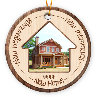 New Home New Beginnings - Personalized First Christmas In New Home Ceramic Ornament - Housewarming Gifts For Couple