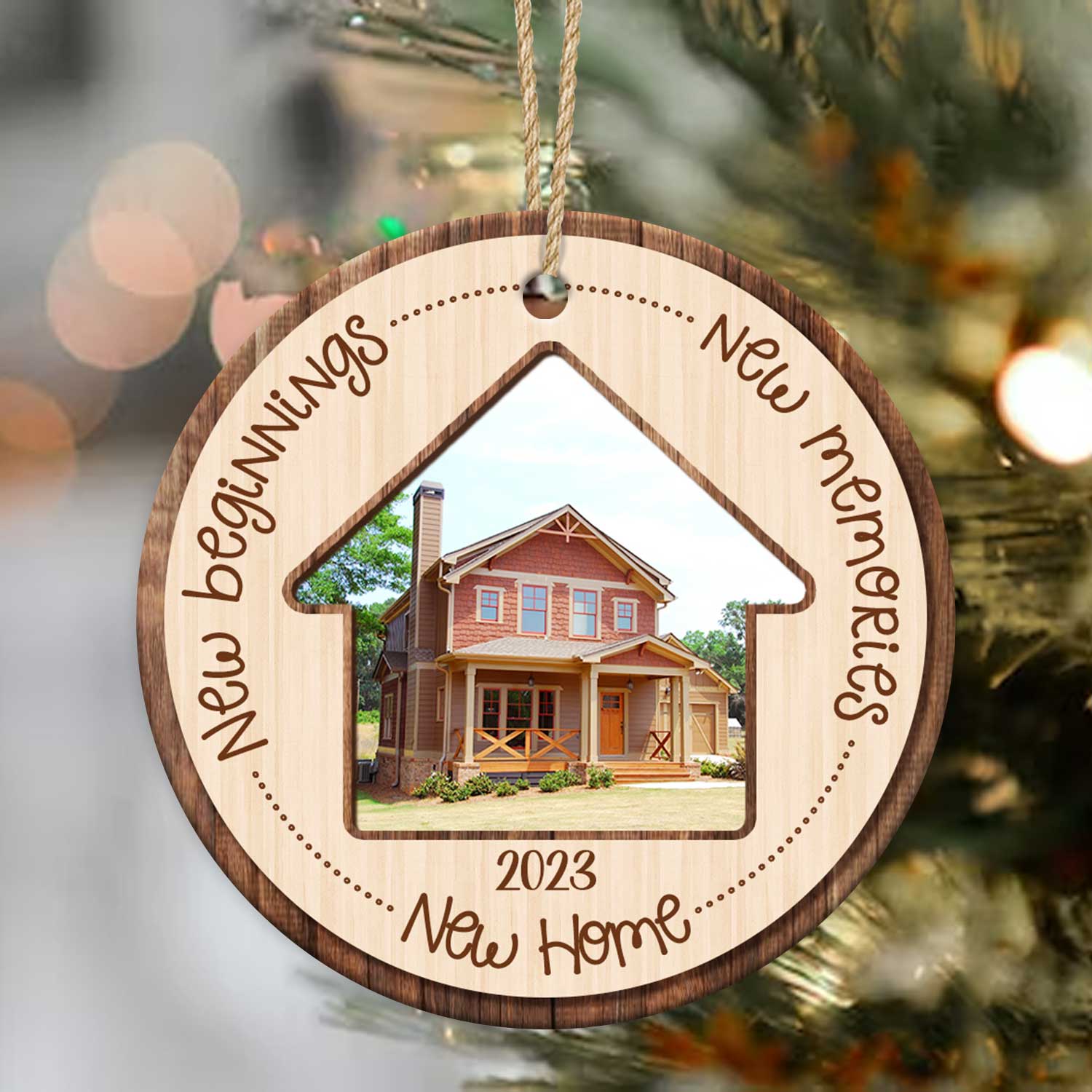 New Home New Beginnings - Personalized First Christmas In New Home Ceramic Ornament - Housewarming Gifts For Couple
