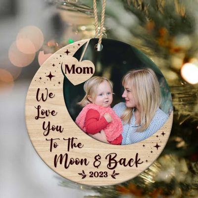 We Love You To The Moon and Back Mom Christmas Ceramic Ornament