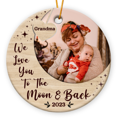 We Love You To The Moon and Back Grandma Christmas Ceramic Ornament