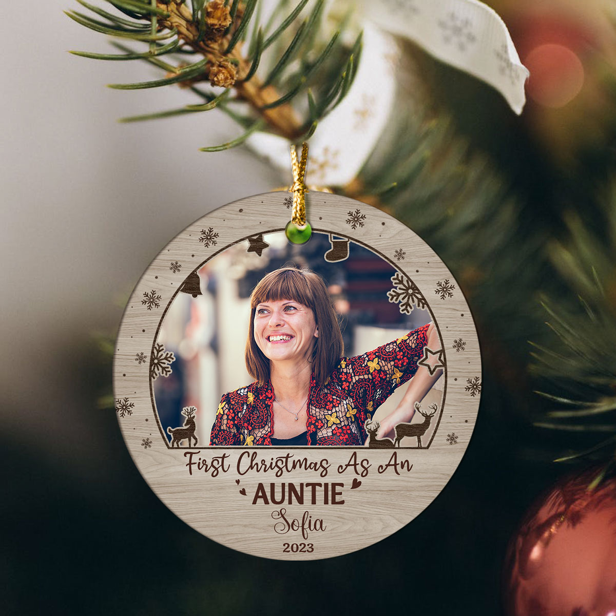 First Christmas As An Auntie - Personalized New Auntie Photo Ceramic Ornament - Aunt First Christmas Tree Decoration 1 First Christmas As An Auntie - Personalized New Auntie Photo Ceramic Ornament - Aunt First Christmas Tree Decoration