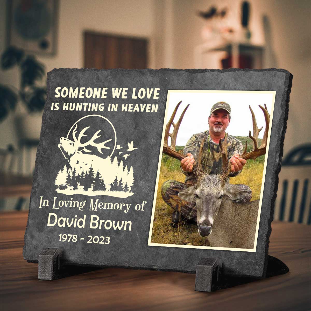 Hunting In Heaven - Personalized Hunting Memorial Photo Stone - Gifts for Loss of Hunting Dad 1 Hunting In Heaven - Personalized Hunting Memorial Photo Stone - Gifts for Loss of Hunting Dad