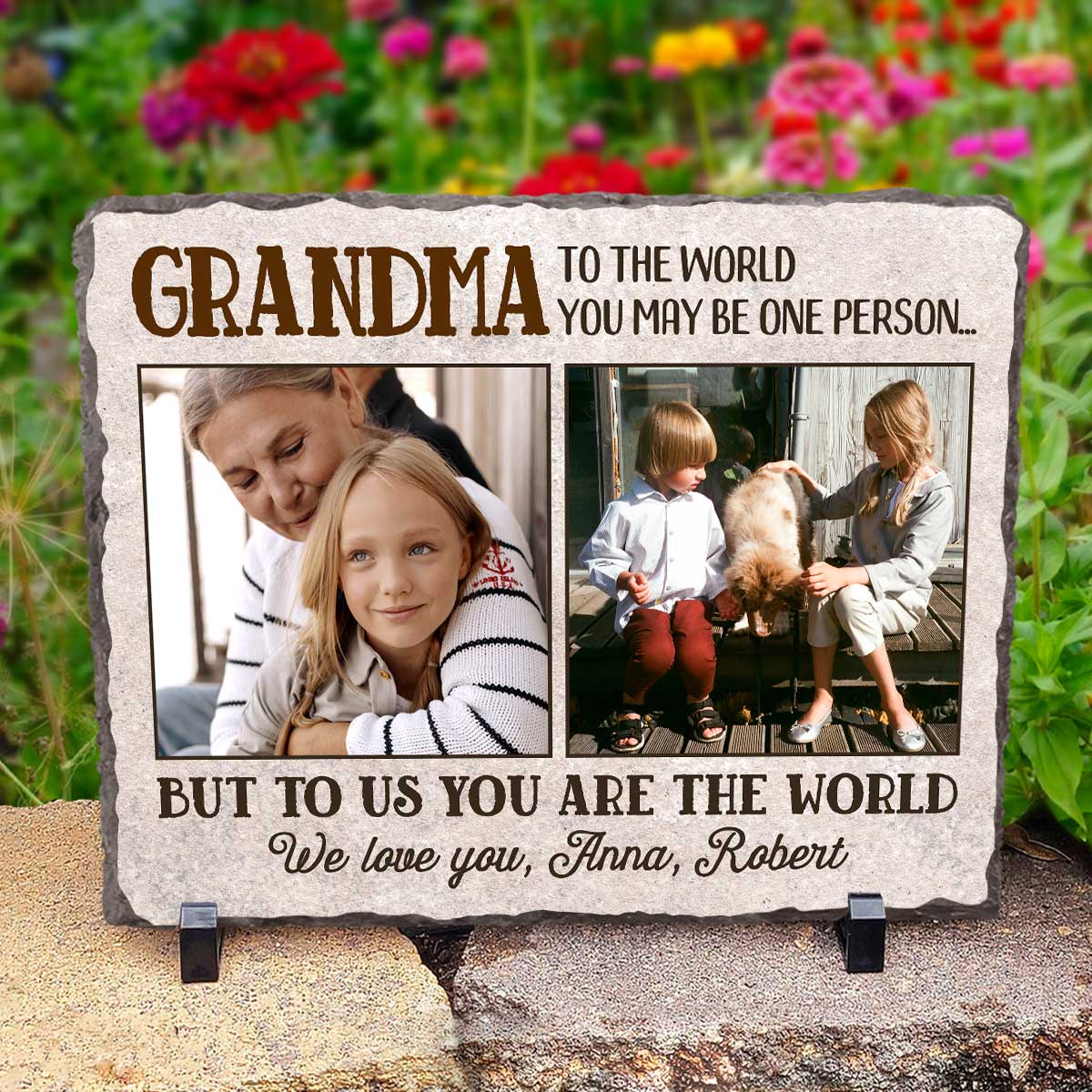 Grandma You Are The World To Us - Personalized Grandmother Photo Slate Plaque - Custom Gifts For Grandma From Grandkids 1 Grandma You Are The World To Us - Personalized Grandmother Photo Slate Plaque - Christmas Gifts For Grandma From Grandkids