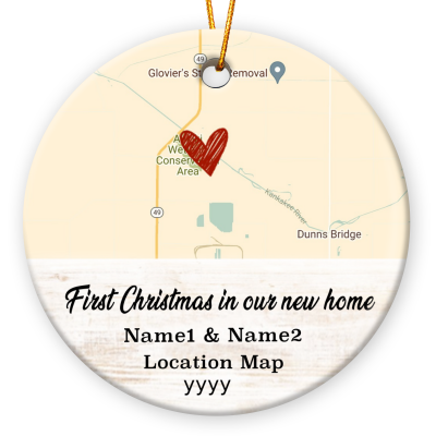 First Christmas In Our New Home - Custom Map New Home Ceramic Ornament - New Home Christmas Gift for Couples