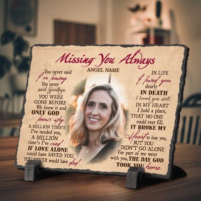 Missing You Always - Personalized Memorial Garden Stone - Rectangle Rock Slate - Memorial Gifts