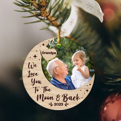 We Love You To The Moon and Back Grandpa Christmas Ceramic Ornament