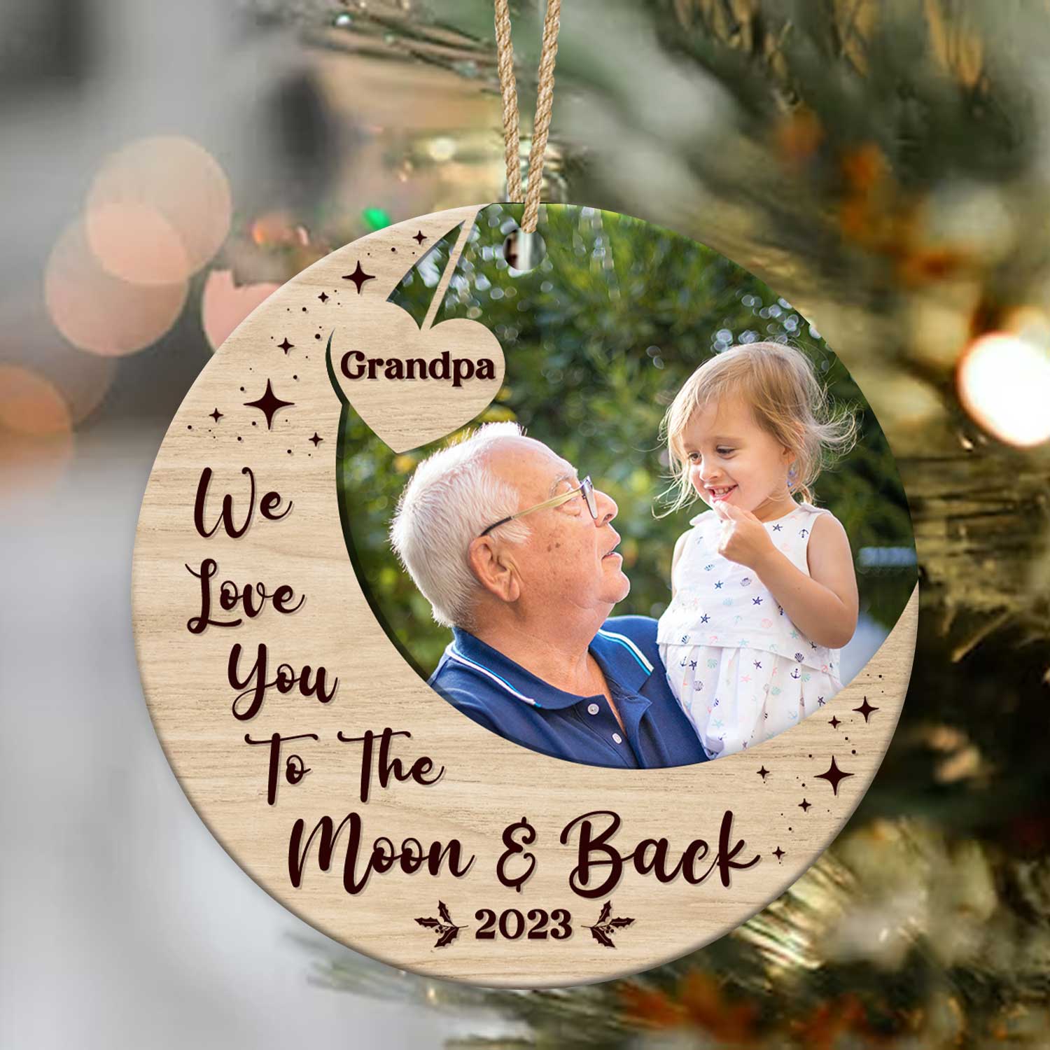 We Love You To The Moon and Back Grandpa Christmas Ceramic Ornament
